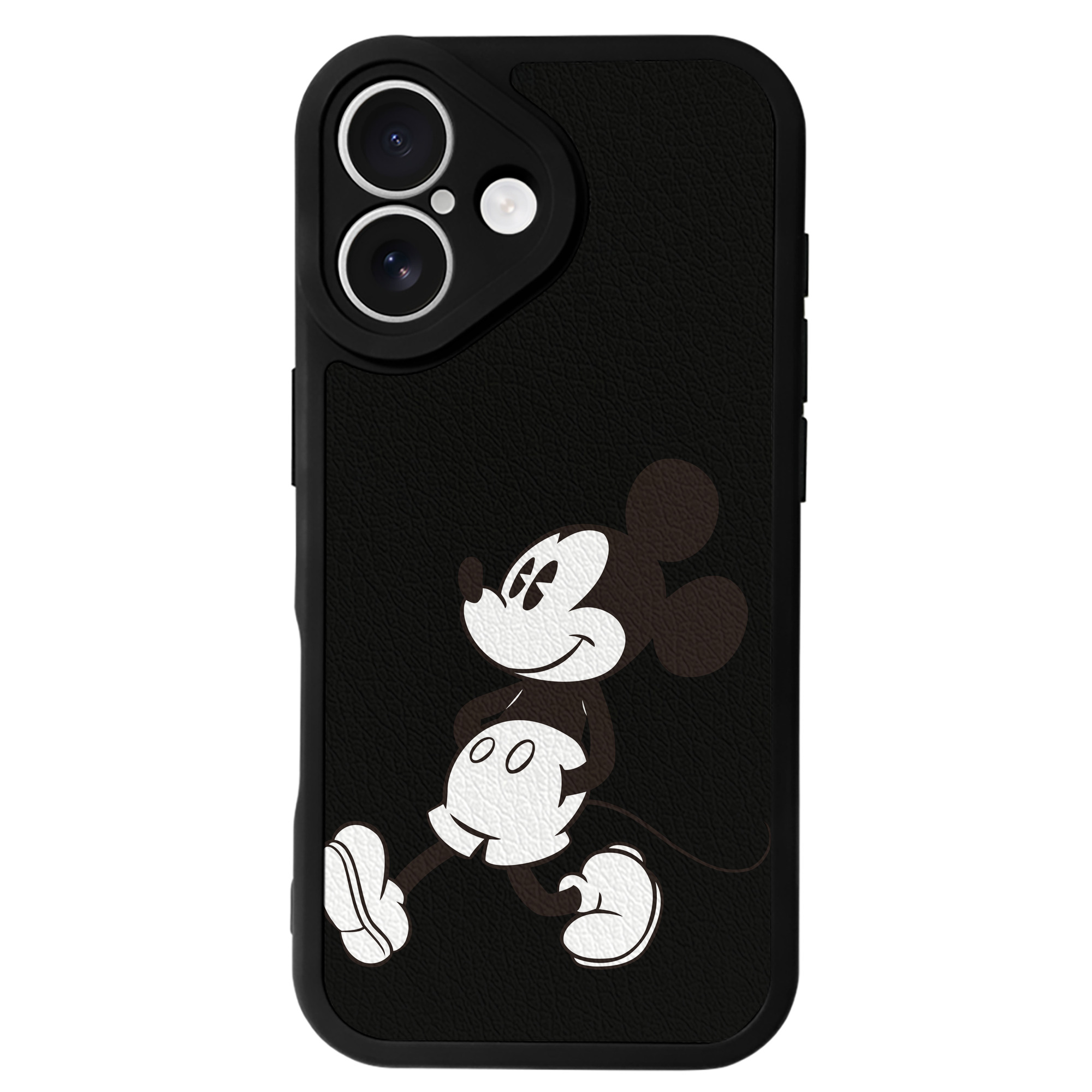 （画像用） ミッキーマウス Mickey Mouse 【iPhone 16シリーズ対応】シリコンスマホケース（レザー調） 材質：シリコン